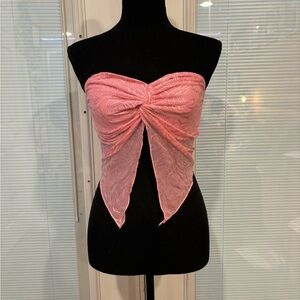 Pink Lace Strapless Top